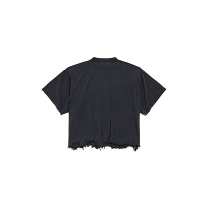 WOMEN'S CROPPED T-SHIRT IN BLACK FADED