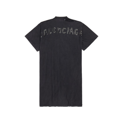 WOMEN'S PAINTED T-SHIRT DRESS IN BLACK FADED