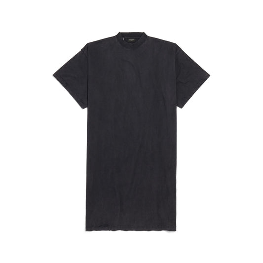 WOMEN'S PAINTED T-SHIRT DRESS IN BLACK FADED
