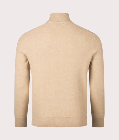 Quarter Zip Contrast Logo Knit