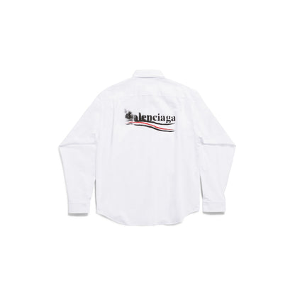 MEN'S POLITICAL STENCIL SHIRT LARGE FIT IN WHITE