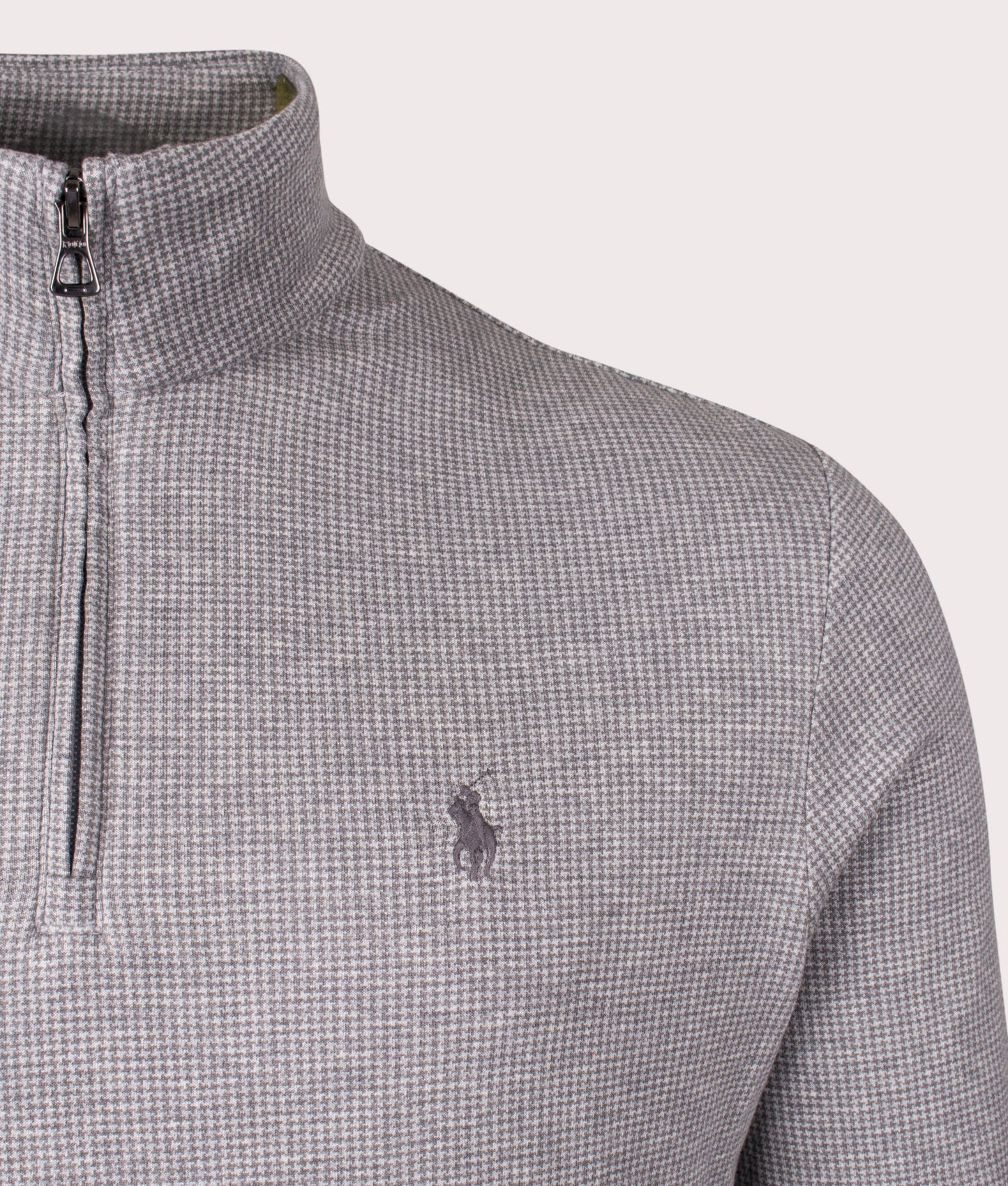 Luxury Jersey Houndstooth Quarter Zip Sweatshirt