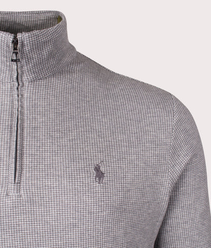 Luxury Jersey Houndstooth Quarter Zip Sweatshirt