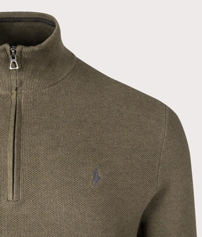 Quarter Zip Contrast Logo Knit Jumper