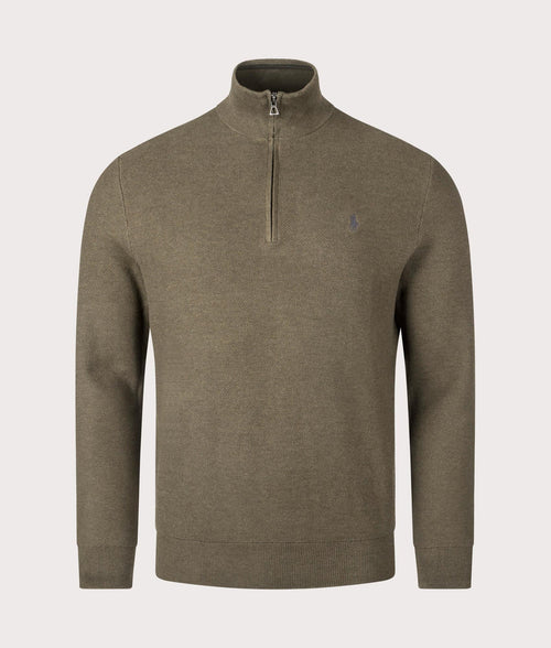 Quarter Zip Contrast Logo Knit Jumper