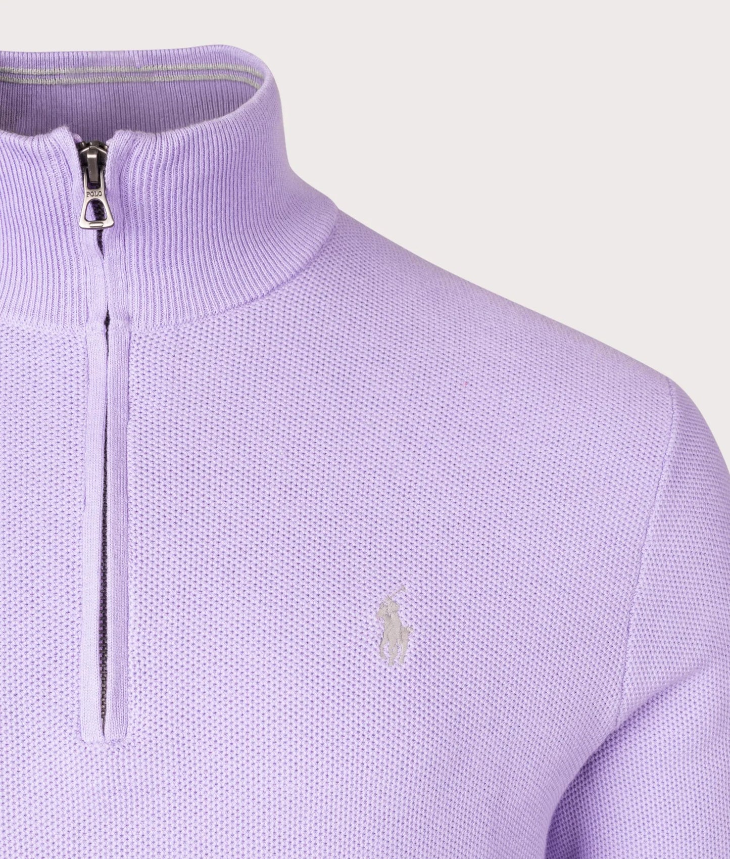 Quarter Zip Contrast Logo Knit Jumper