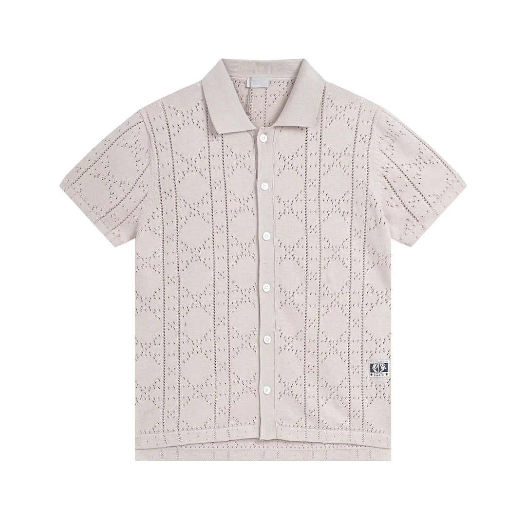 250313 New features diamond hollowed-out jersey lapel POLO