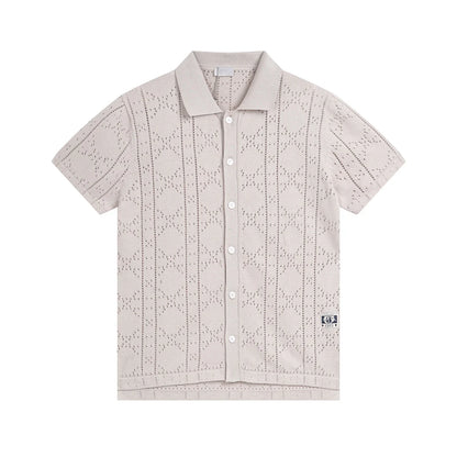 250313 New features diamond hollowed-out jersey lapel POLO