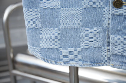 250404 New high-quality checkered denim signature polo vest