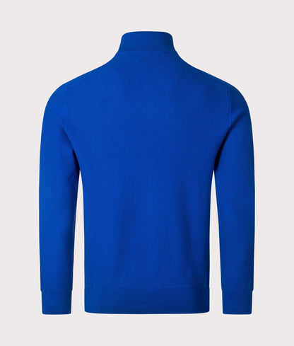 Quarter Zip Contrast Logo Knit Jumper