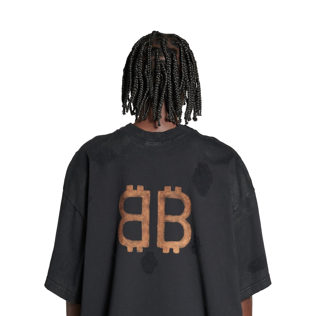 MEN'S PARIS MOON DOUBLE FRONT T-SHIRT OVERSIZED IN BLACK