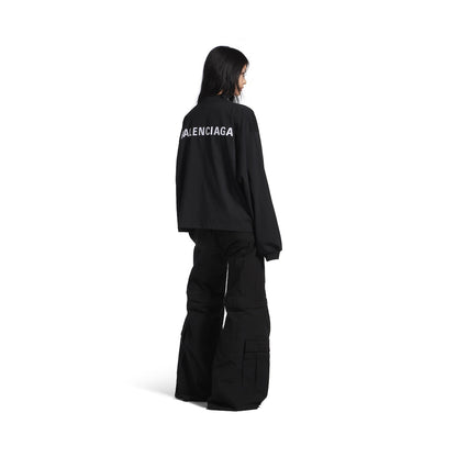 WOMEN'S BALENCIAGA BACK CROPPED LONG SLEEVE T-SHIRT IN BLACK/WHITE