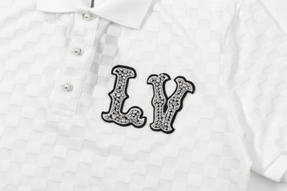 250305 New high quality knitted checkered polo shirt