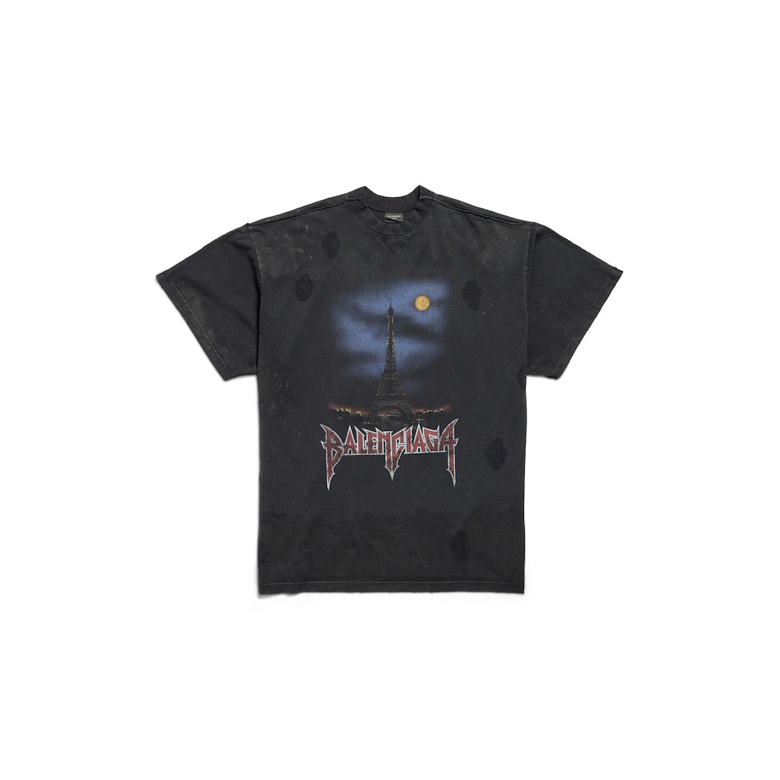 MEN'S PARIS MOON DOUBLE FRONT T-SHIRT OVERSIZED IN BLACK
