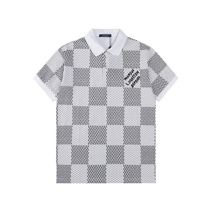 250218 New checkerboard texture polo shirt