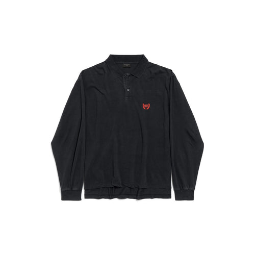 MEN'S LAUREL CLASSIC LONG SLEEVE REGULAR POLO IN FADED BLACK