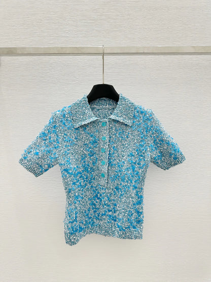 260315 New spring-autumn design-inspired contrast-color knitted polo shirt