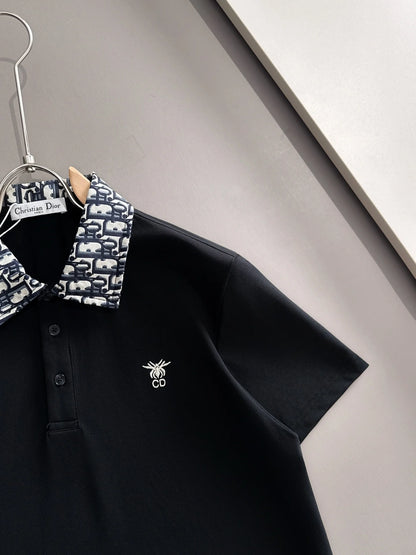 260511 New high-quality embroidered neckline jacquard patchwork design Polo shirt