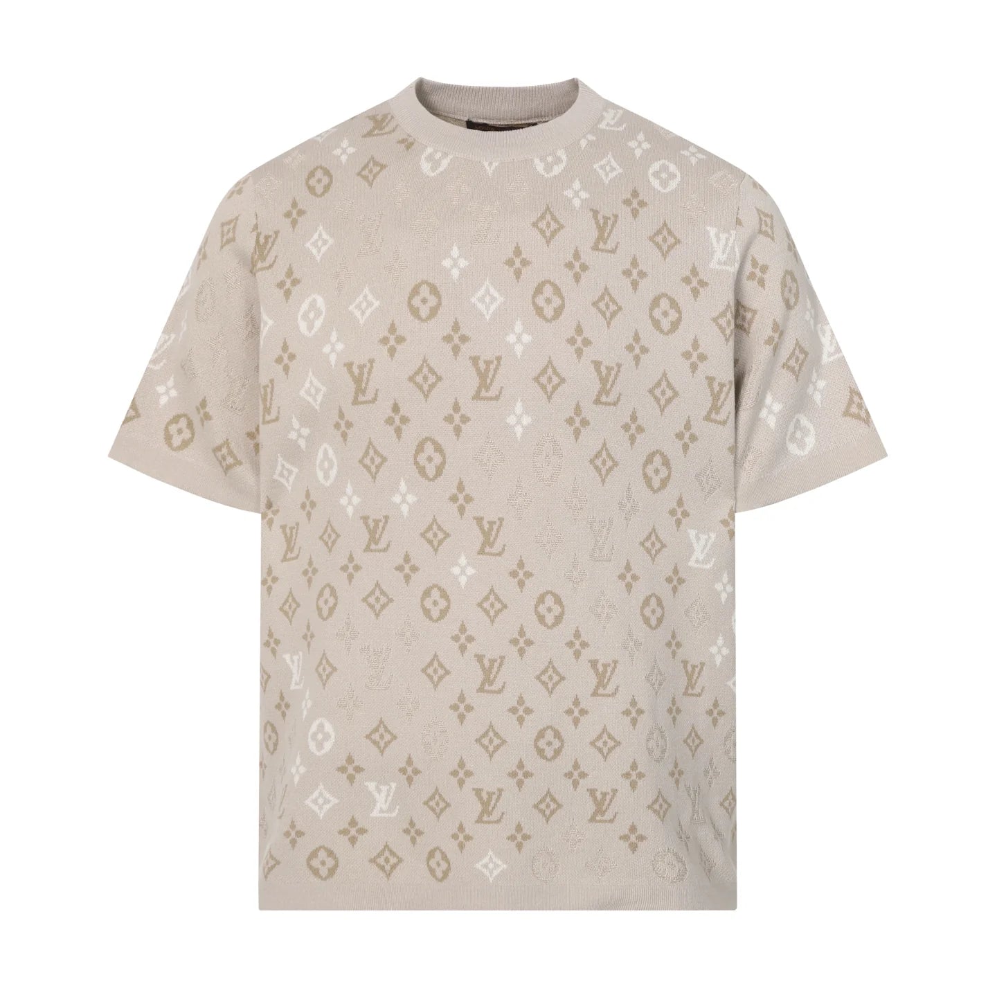 060311 New high-quality gradient-color woven-print jacquard wool blend round-neck T-shirt