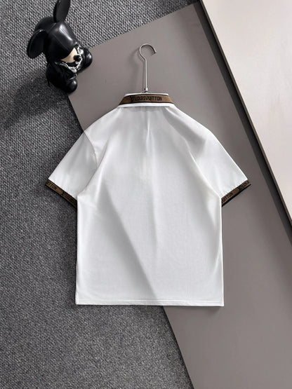 260511 New high-quality embroidered neckline jacquard patchwork design Polo shirt