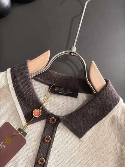 260511 New high-quality combed cotton yarn neckpiece stitched knitted polo shirt