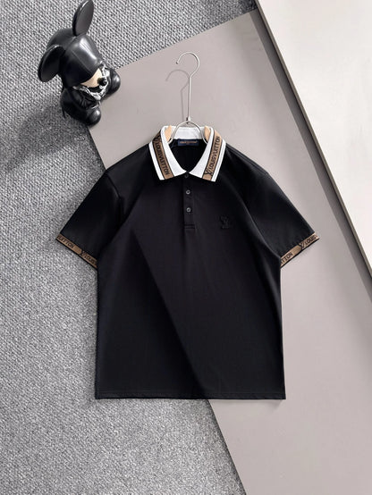 260511 New high-quality embroidered neckline jacquard patchwork design Polo shirt