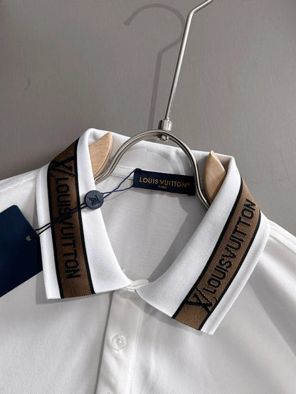 260511 New high-quality embroidered neckline jacquard patchwork design Polo shirt