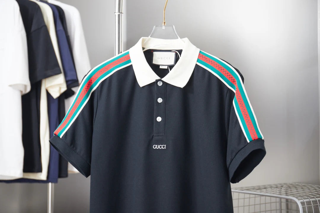 260306 New high-quality striped sleeve embroidered collar polo shirt