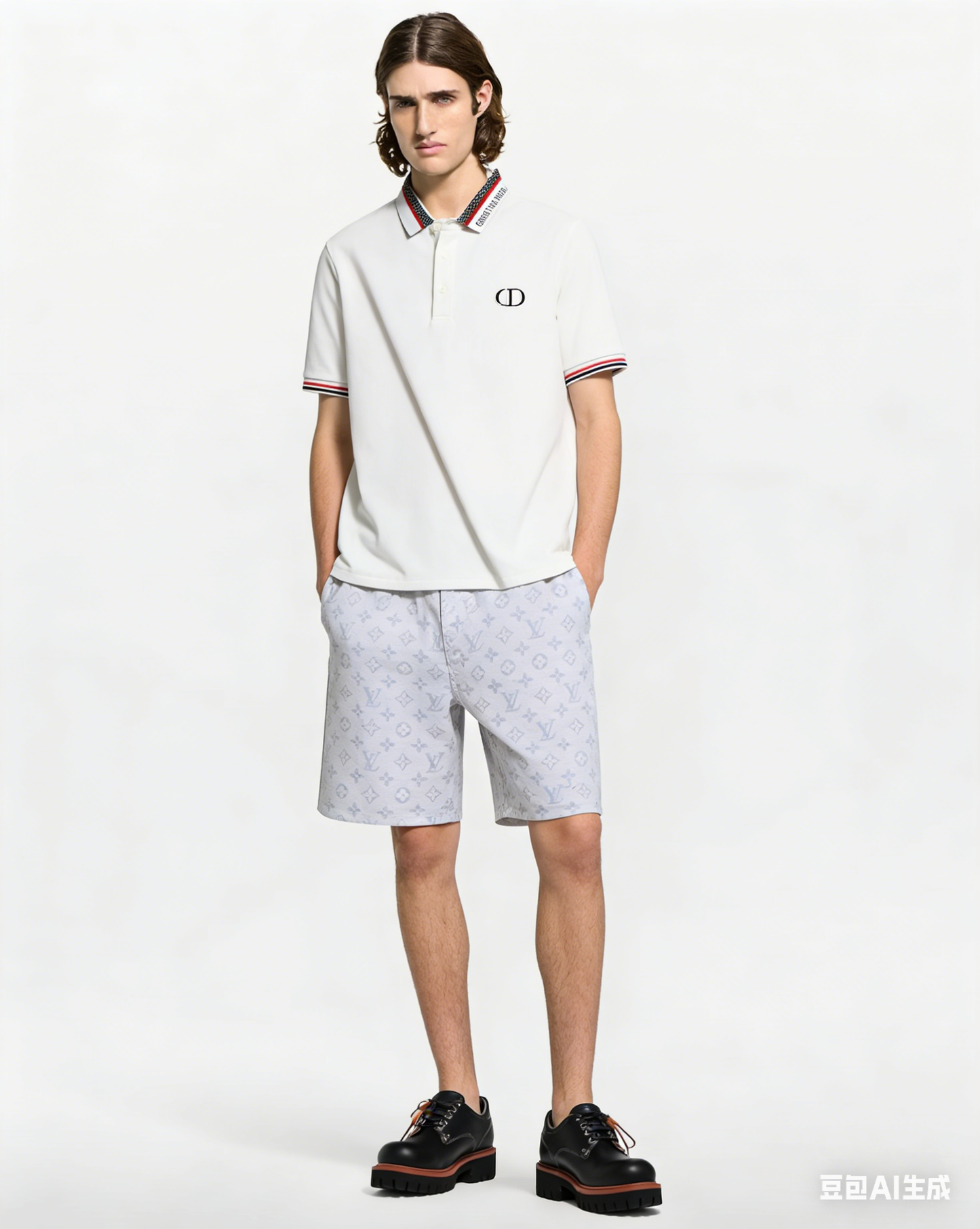 260113 New high-quality letter-stitched multi-color patch-neck Polo