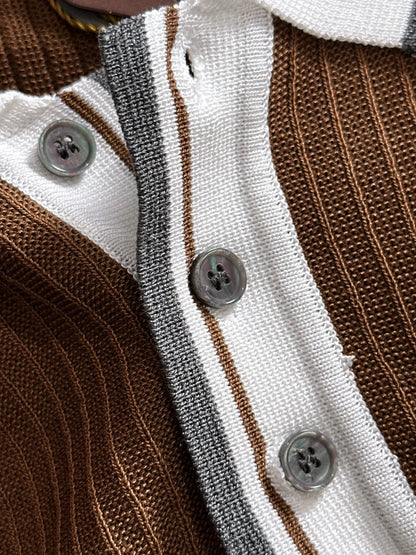 260511 New high-quality combed cotton yarn interwoven collar-neck knitted POLO