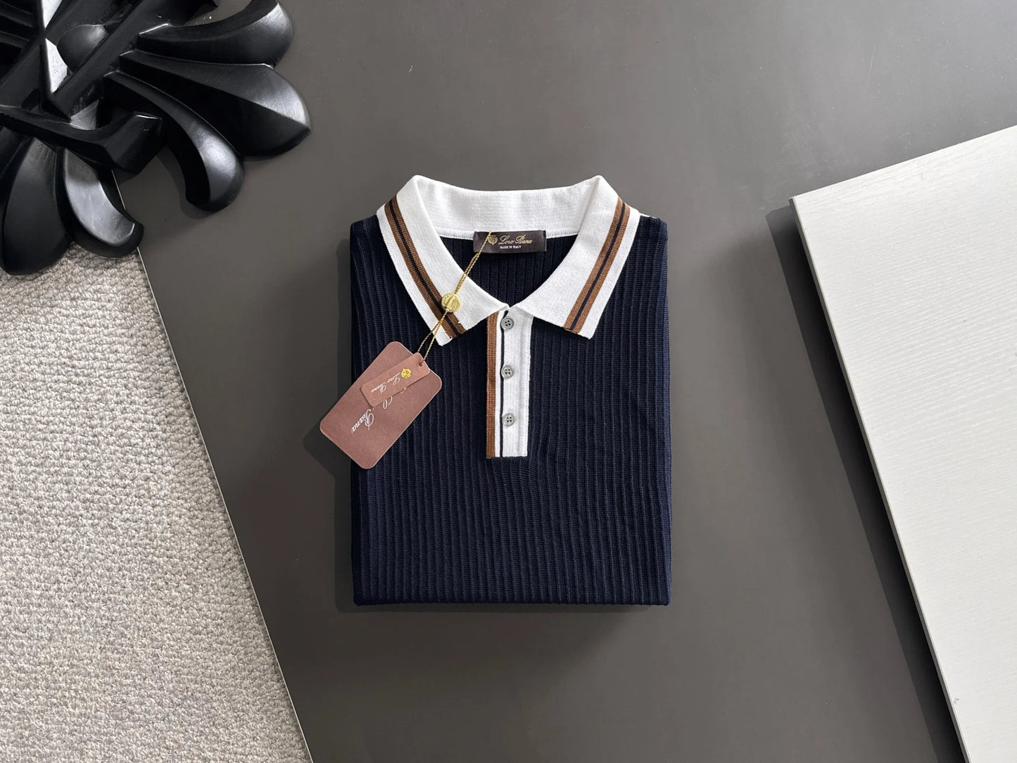 260511 New high-quality combed cotton yarn interwoven collar-neck knitted POLO