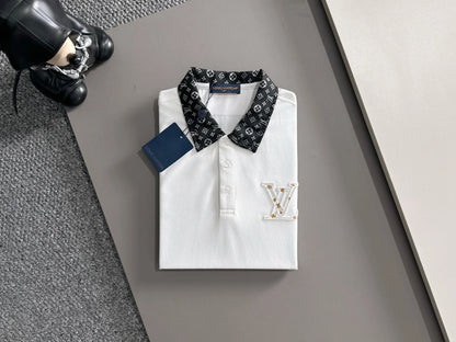 260511 New high-quality embroidered neckline jacquard patchwork design Polo shirt