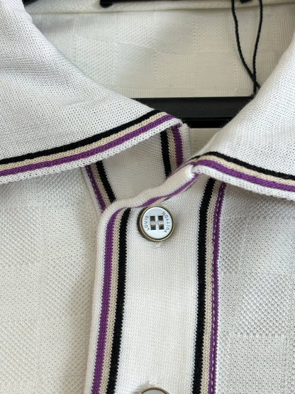 260428 New high-quality embroidered letter logo striped plaid polo shirt with jacquard fabric